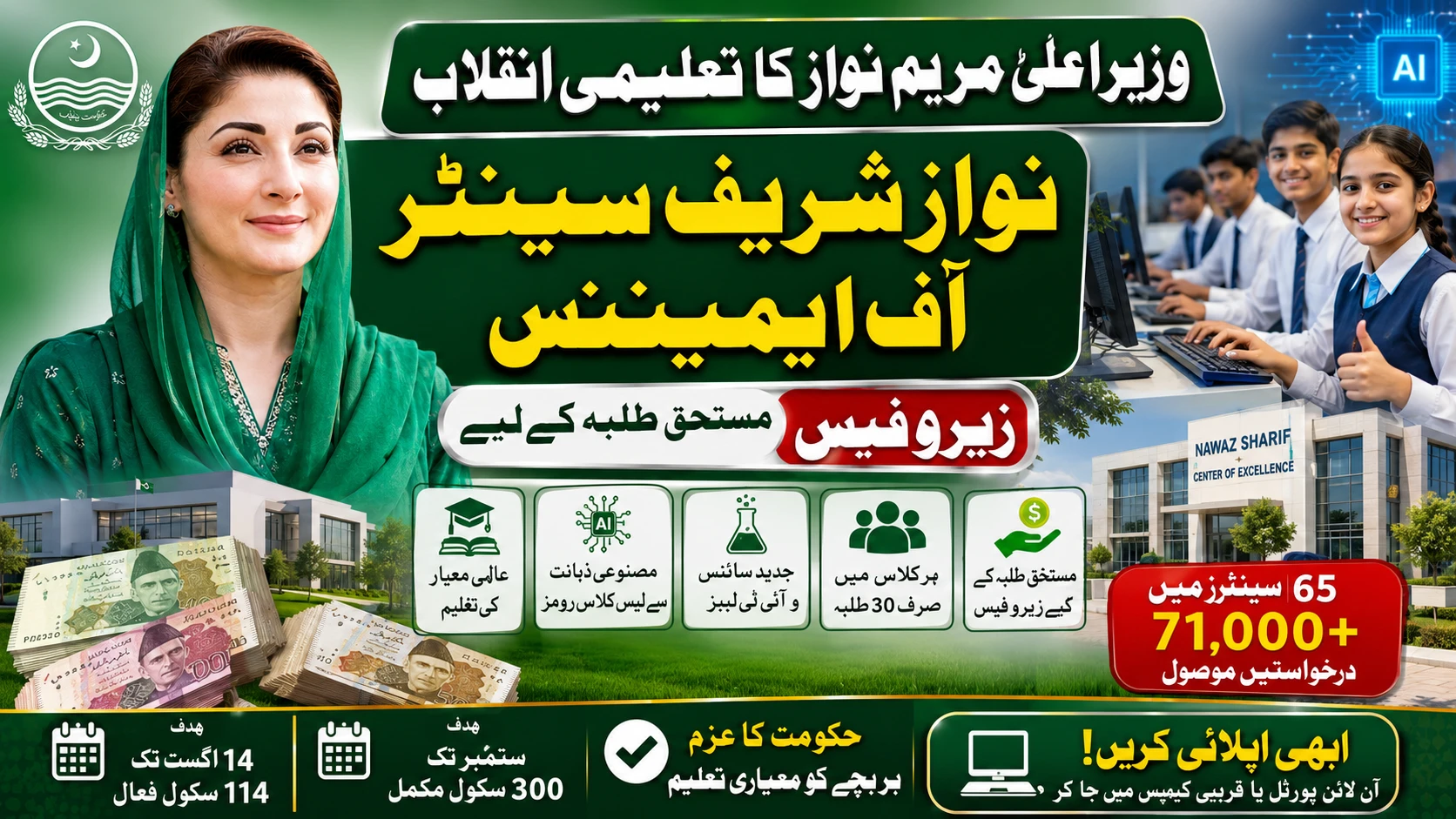 Nawaz Sharif Center of Eminence Admissions 2026: Zero Fee & Online Apply